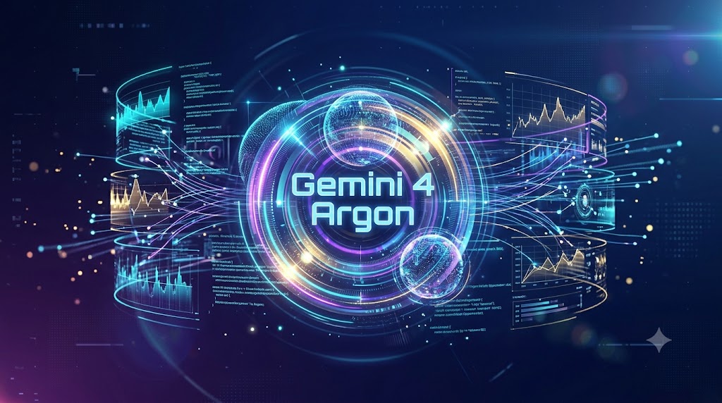 구글 차세대 AI 제미나이 4 아르곤(Gemini 4 Argon) 100만 토큰 데이터 분석 및 코딩 개념도